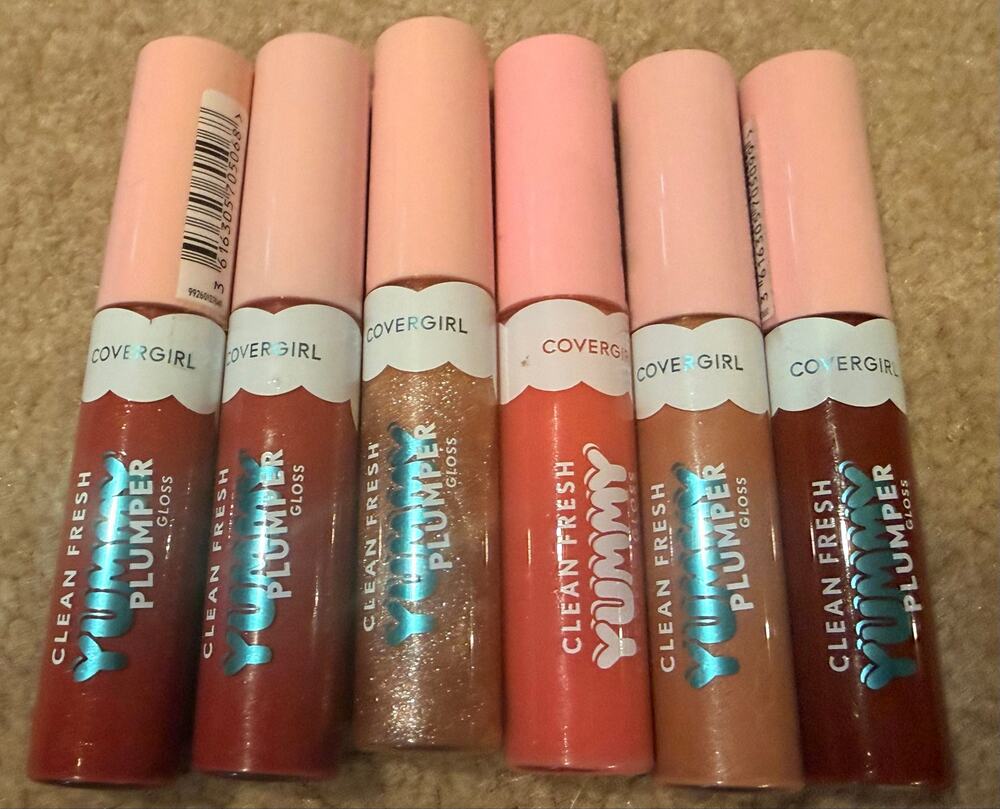 Lot of 6 Covergirl Clean Fresh Yummy Gloss Plumper Lip Gloss Assorted Shades